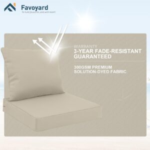 Favoyard Outdoor Seat Cushion Set 22 x 22 Inch Waterproof & Fade Resistant Patio Furniture Cushions with Removable Cover Deep Seat & Back Cushion with Handle and Adjustable Straps for Chair Sofa Couch