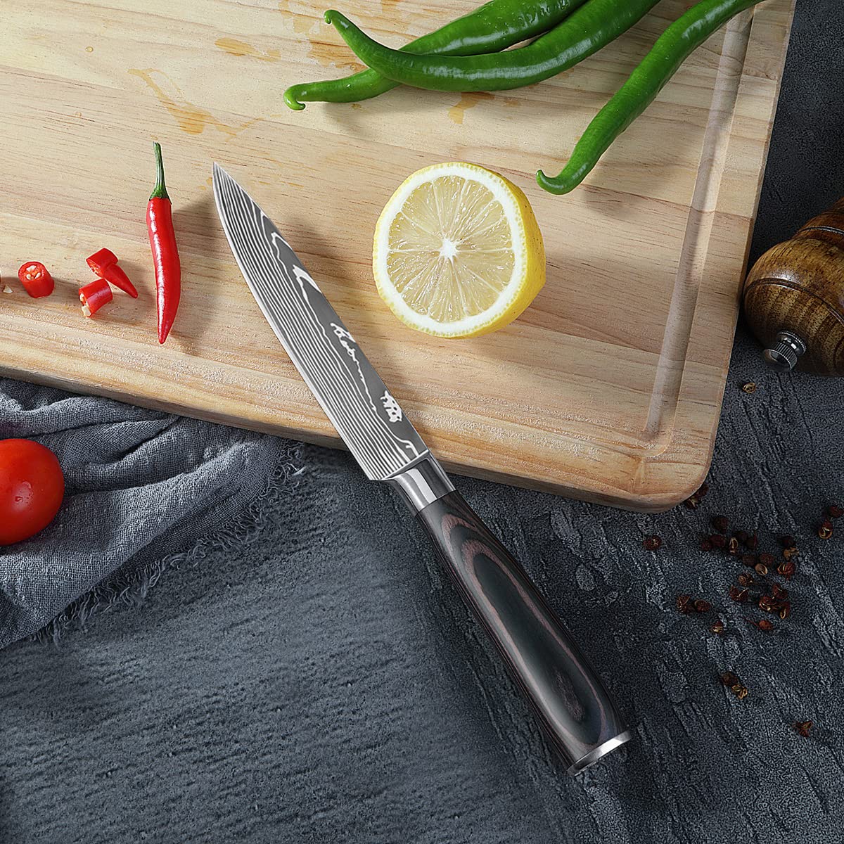 ANBFF Paring Knife, 3.5'' Fruit Knife and 5'' Chef Knife Set, Sharp High Carbon Stainless Steel Small Kitchen Utility Knives, Forged Peeling and Vegetable Knife with Gift Box