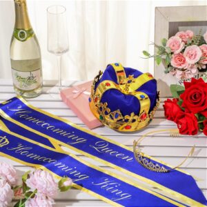 Bonuci Homecoming Party Supplies Prom Homecoming King and Queen Sashes Crowns Hat Rhinestone Tiara (Blue)