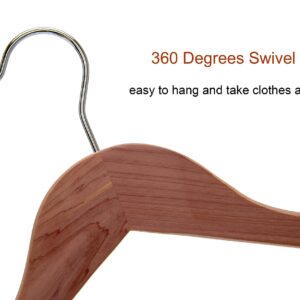 American Red Cedar Wooden Coat Suit Hangers, Wood Skirt Dress Hangers, Smooth Cut Notches- 360°Flexible Hook- Solid Non-Slip Bar 10 Pack-Natural - HL03N