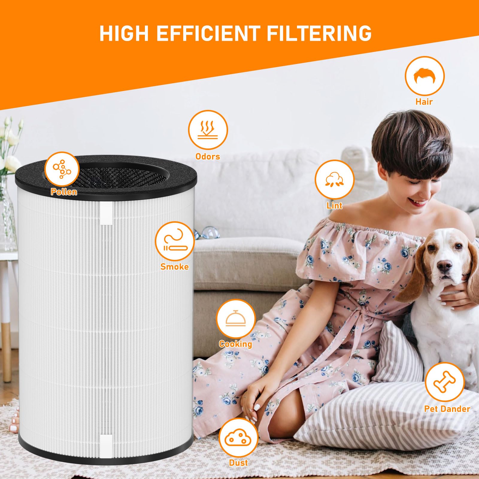 Skymechy AP-T30 True HEPA Replacement Filter Compatible with HoMedics AP-T30 AP-T30WT AP-PET35 AP-PET35-WT Air Cleaner Purifier, Part# AP-T30FL AP-PET35FL, 2 Pack