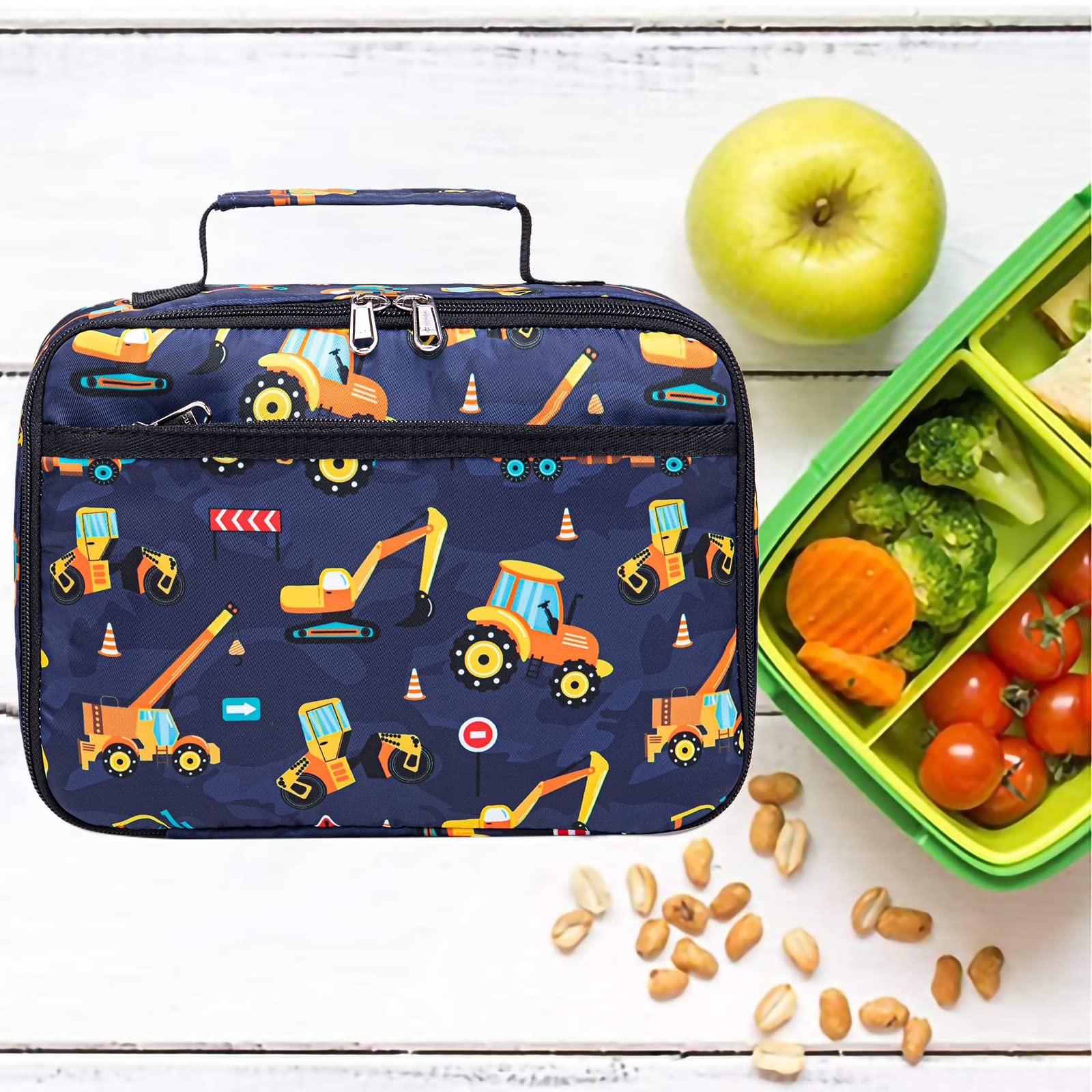 Lunch Bags for Kids Boys Insulated Lunch Boxes Cooler Toddler Lunch Tote Bag Thermo Picnic Bag for School Children(Truck-Navy Blue)