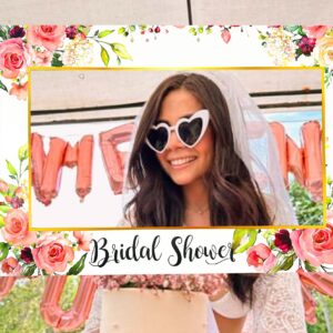 JeVenis Floral Bridal Shower Photo Booth Props Bride to Be Photo Booth Frame Floral Bridal Shower Party Supplies Hen Party Bachelorette Party Supplies