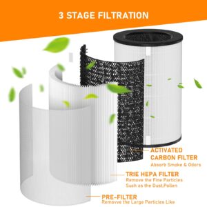 Skymechy AP-T30 True HEPA Replacement Filter Compatible with HoMedics AP-T30 AP-T30WT AP-PET35 AP-PET35-WT Air Cleaner Purifier, Part# AP-T30FL AP-PET35FL, 2 Pack