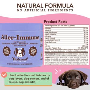 Natural Dog Company Aller-Immune Chews (90 Pieces), Turkey Flavor, Canine-Specific Probiotics, Allergy Immune Supplement for Dogs, Boosts Immune System, Antioxidant, Itch Relief for Dogs