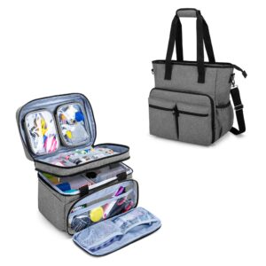 bafaso double layer sewing accessories organizer with 2 detachable pouches bundle multifunctional tote bag