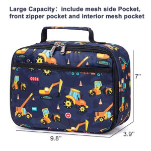 Lunch Bags for Kids Boys Insulated Lunch Boxes Cooler Toddler Lunch Tote Bag Thermo Picnic Bag for School Children(Truck-Navy Blue)