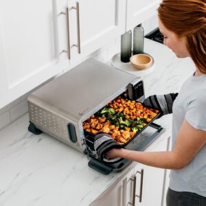 Ninja FT205CO Digital Air Fry Pro Countertop 10-in-1 Oven w/Extended Height, XL Capacity, Flip Up & Away Storage, with Air Fry Basket, Sheet Pan, Broil Rack, Wire Rack & Crumb Tray, Silver (Renewed)