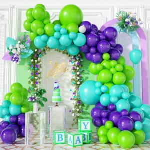 green purple balloon arch garland kit, green purple balloon arch kit blue balloons, party balloon for boys girls birthday party baby shower wedding bridal shower decorations