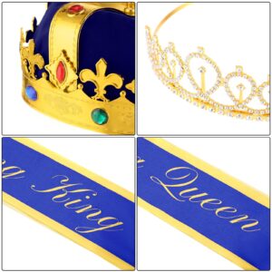 Bonuci Homecoming Party Supplies Prom Homecoming King and Queen Sashes Crowns Hat Rhinestone Tiara (Blue)