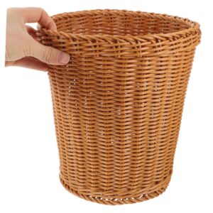 OKUMEYR Trash Can, Plastic, Brown, Open-Top