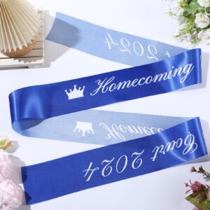 Jexine 12 Packs Homecoming Court Sash 2023 72 Inches x 4 Inches Blue and White Satin Homecoming Sash for King High School Dance Queen Graduation Party Accessories