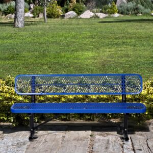 SUNDALY 6 Feet Heavy Duty Metal Park Bench with Back for Outside, Outdoor Bench with Portable Frame