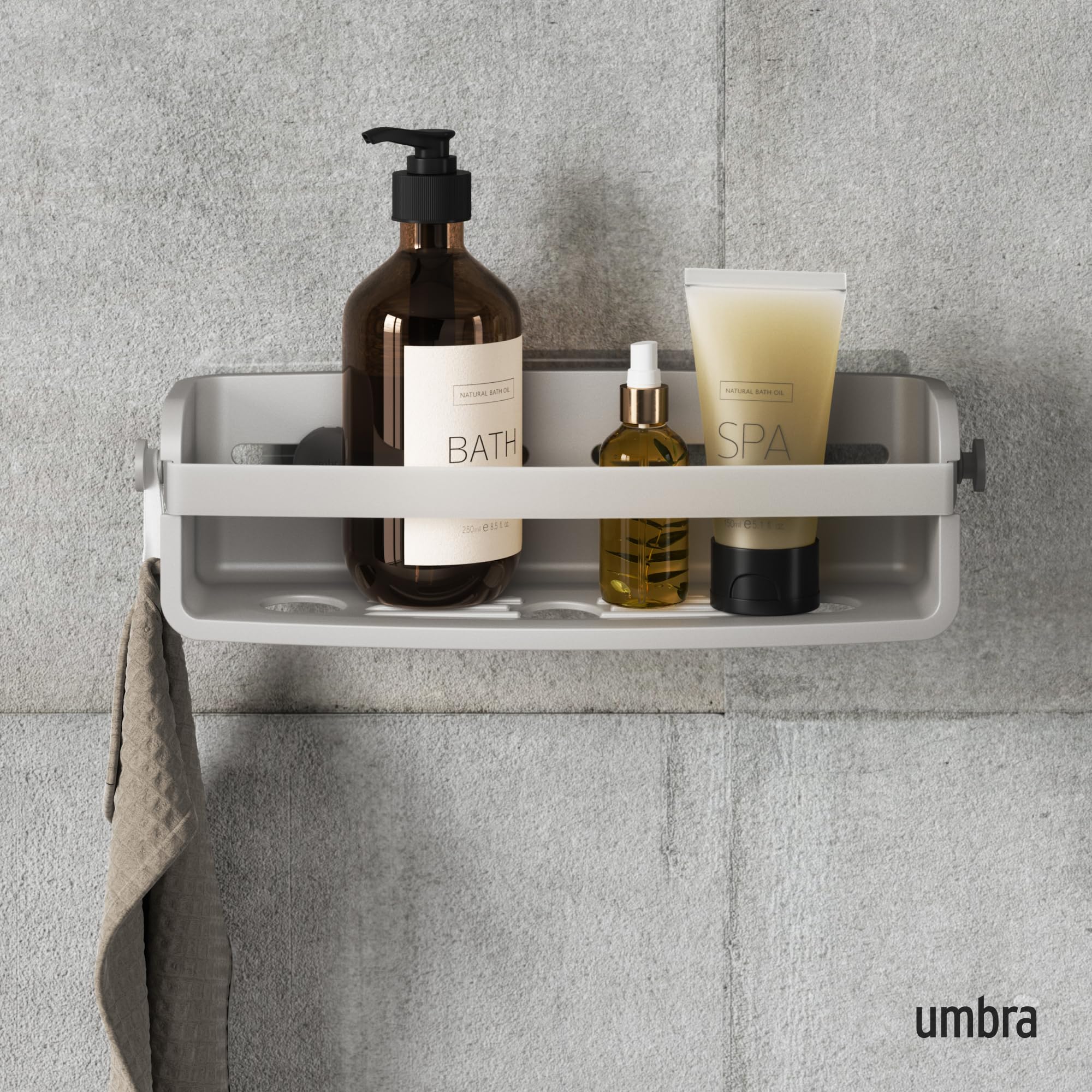 Umbra Flex Adhesive Shower Shelf for Bathroom, Grey