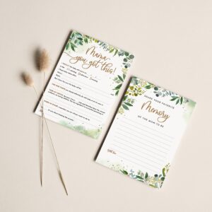 Greenery Baby Shower Games for 50 Guests, 6 Games Double-Sided Cards, Gender Neutral for Boys or Girls