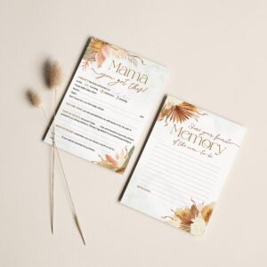 Printperie Pampas Grass Baby Shower Games for 50 Guests, 6 Games Double-Sided Cards, Boho Gender Neutral for Boys or Girls