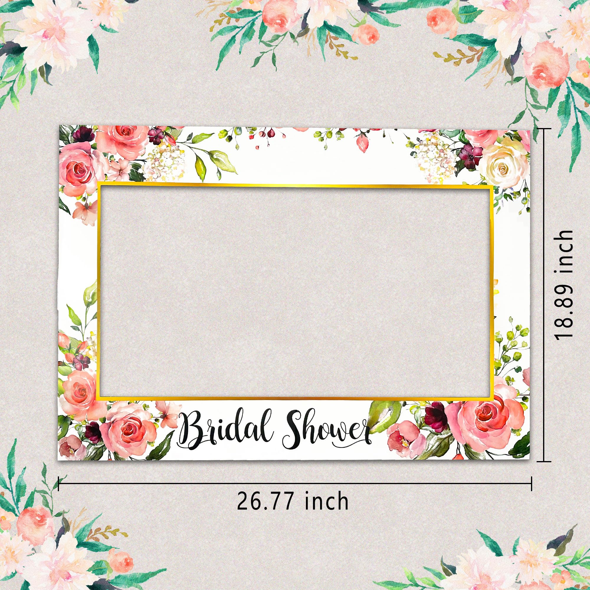 JeVenis Floral Bridal Shower Photo Booth Props Bride to Be Photo Booth Frame Floral Bridal Shower Party Supplies Hen Party Bachelorette Party Supplies