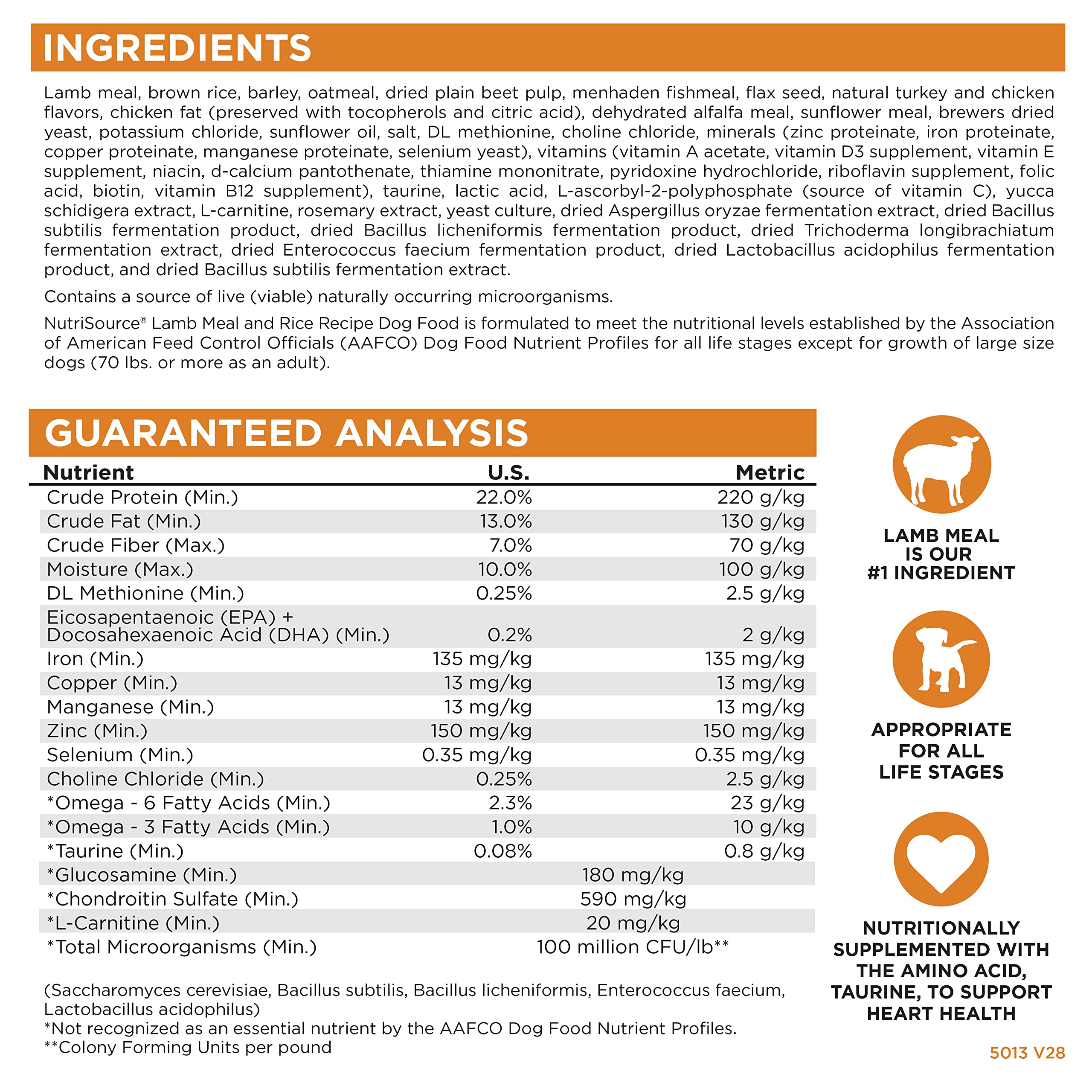 NutriSource Adult Dry Dog Food, Lamb Meal and Rice, 26LB