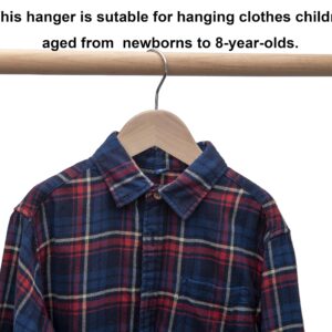 Wood Dress Hangers Kids Baby Children Toddler Wooden Shirt Coat Hangers with Notches and Anti-Rust Chrome Hook Pack of 10 (Natural) HL02N