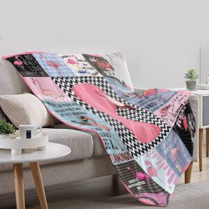 Flamingo Blanket,Funny Flamingo Collage Print Gifts for Flamingos Lovers, Soft Plush Flannel Throw Bed Sofa Bedroom Decoration60 in x 50 in Medium Boys Girls