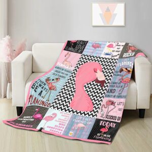 Flamingo Blanket,Funny Flamingo Collage Print Gifts for Flamingos Lovers, Soft Plush Flannel Throw Bed Sofa Bedroom Decoration60 in x 50 in Medium Boys Girls