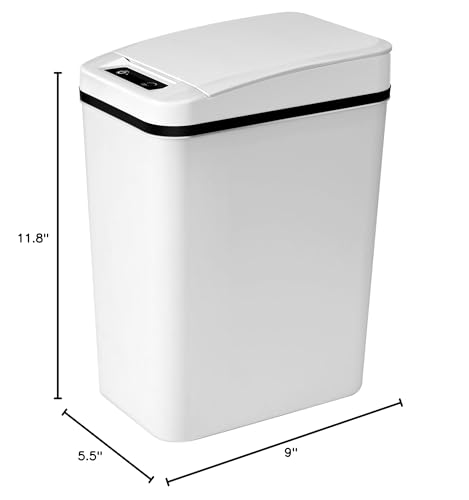 xfyoeg Bathroom Smart Touchless Trash Can 2.5 Gallon Automatic Motion Sensor Rubbish Can with Lid Electric Waterproof Narrow Small Garbage Bin for Kitchen, Office, Living Room, Toilet, Bedroom,