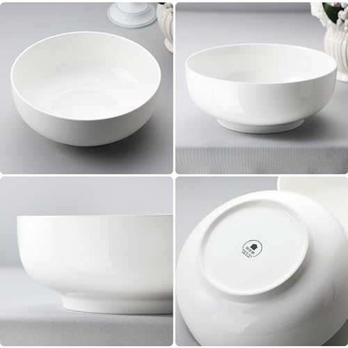 MALACASA Serving Bowls, 114 OZ(10") Extra Large Salad Bowls Set of 2, Porcelain White Serving Bowls for Salad, Soup, Pasta and Dinner, Large Ceramic Bowl Set for Entertaining, Series REGULAR