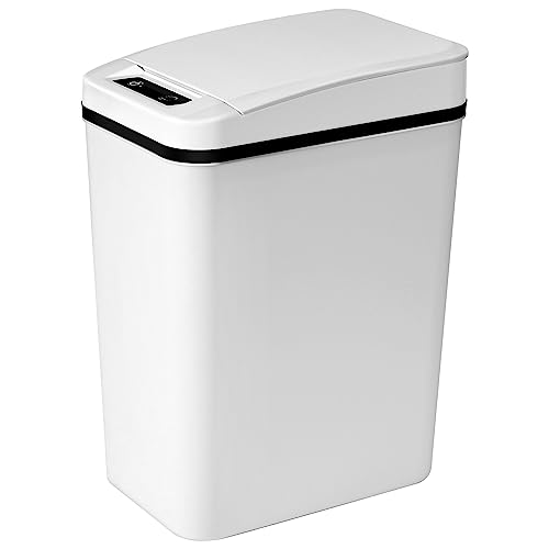 xfyoeg Bathroom Smart Touchless Trash Can 2.5 Gallon Automatic Motion Sensor Rubbish Can with Lid Electric Waterproof Narrow Small Garbage Bin for Kitchen, Office, Living Room, Toilet, Bedroom,