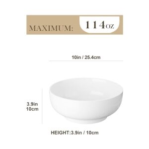 MALACASA Serving Bowls, 114 OZ(10") Extra Large Salad Bowls Set of 2, Porcelain White Serving Bowls for Salad, Soup, Pasta and Dinner, Large Ceramic Bowl Set for Entertaining, Series REGULAR