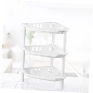 Cabilock Shelf Storage Rack 3 Square Shelves Plastic Shelving Corner Shelf Organizer Bathroom Shelves Desk Stand Rack Storage Rack Storage Shelf White Basket Triangle Basket Shelves