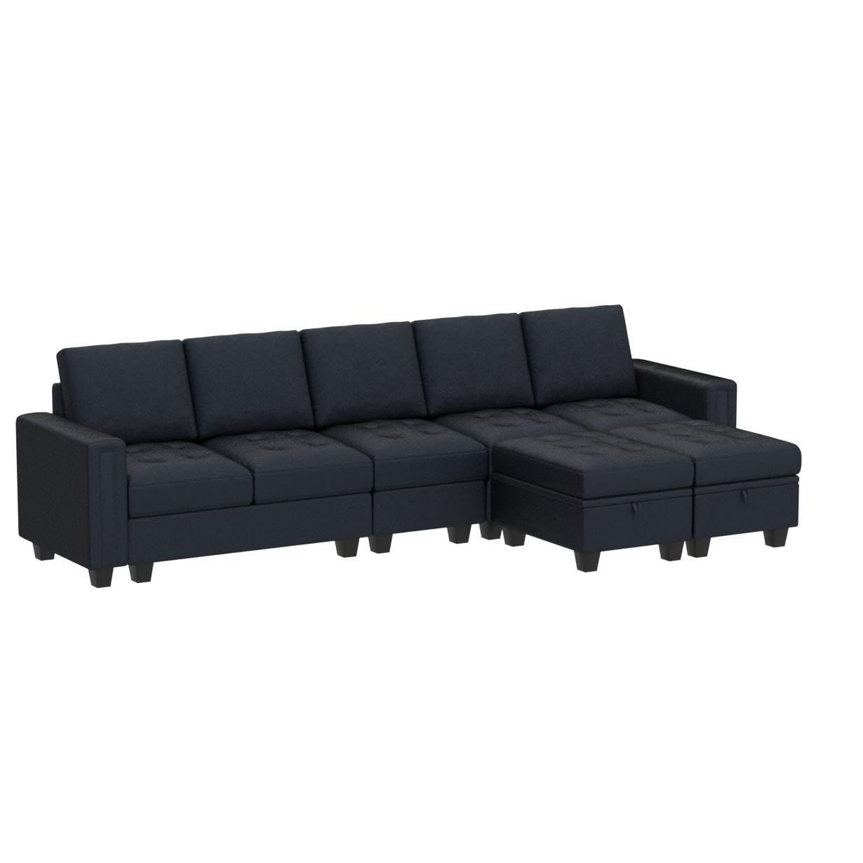 Belffin Large Velvet L Shaped Sectional Sofa Couch with Reversible Double Chaises Modular Sectional Sofa Couch with Storage Ottomans Convertible Sectional Sofa Blue