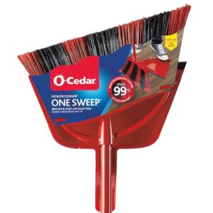 o-cedar one sweep broom with step-on dustpan | remove 99% with one sweep | lightweight quiet cleaning tool | ideal for pet owners