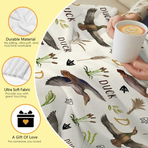 Mallard Duck Throw Blanket Ultra Soft Cozy Duck Animal Blankets for Women Men Cute Duck Blanket for Couch Bed Outdoor Duck Gifts for Duck Lovers 40"x50"for Kids/Child