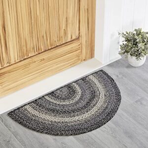 VHC Brands Sawyer Mill Black White Jute Rug Half Circle w/Pad 19.5x36