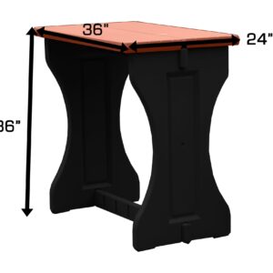 Leisure Accents Double Bar Set Includes 2 Barstools Redwood Top & Black Base Ideal for Patio Hot Tub Area Backyard Durable WeatherResistant Design Easy Nohardware Assembly Proudly Made in USA