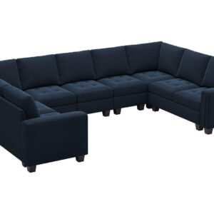 Belffin Oversized Velvet Modular 9 Seater U-Shape Sectional Sofa Set with Chaise Convertible sectional Sofa Couch Set Modular Couch Corner U Shaped Sectoional Sofa Blue