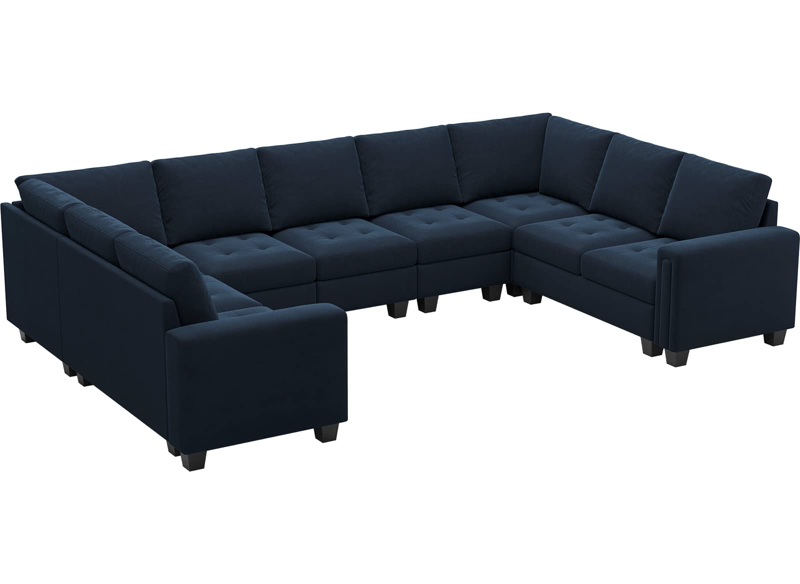 Belffin Oversized Velvet Modular 9 Seater U-Shape Sectional Sofa Set with Chaise Convertible sectional Sofa Couch Set Modular Couch Corner U Shaped Sectoional Sofa Blue