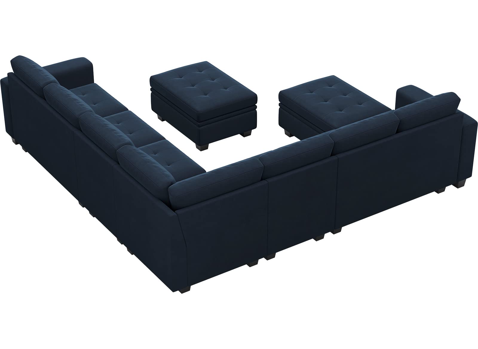 Belffin Oversized Velvet Modular 8-Seat Sectional Sofa Set with Storage Ottoman U Shaped Couch Set Modular Sectional Convertible Sofa Couch with Reversible Chaise Corner Sofa Couch Set Blue