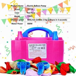 YEPVIE Electric Balloon Pump, Portable 2 Modes Balloon Blower Machine with 14 Balloon Arch Kits, Air Pump for Balloon, Balloon Inflator for Party Decoration