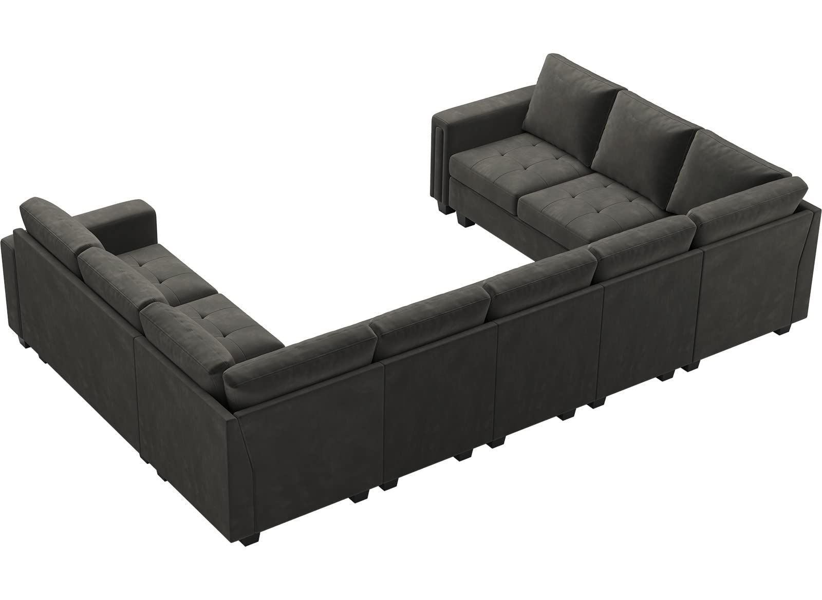 Belffin Oversized Velvet Modular 9 Seater U-shape Sectional Sofa Set with Chaise Convertible sectional Sofa Couch Set Modular Couch Corner U Shaped Sectoional Sofa Grey