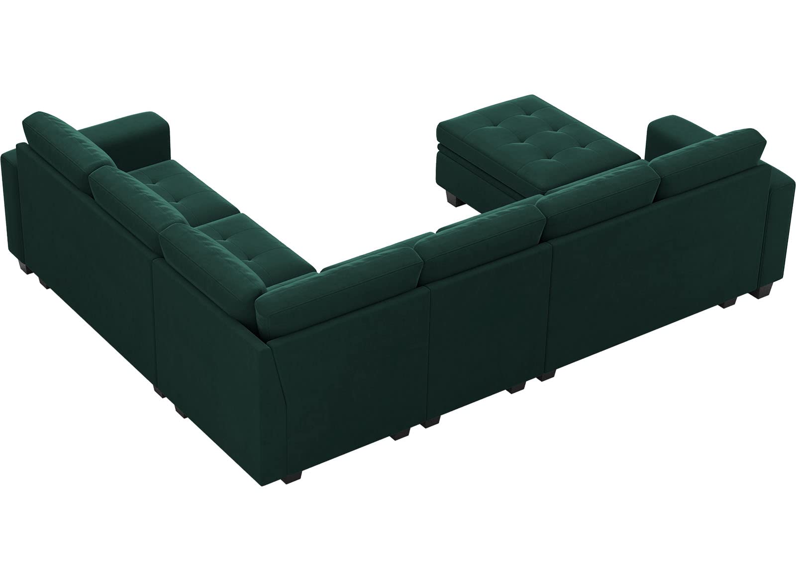 Belffin Velvet Modular Sectional Sofa with Storage Ottoman 6 Seater L Shaped Sectional Modular Sofa Couch with Reversible Chaise Convertible Corner Sectional Couch Green,