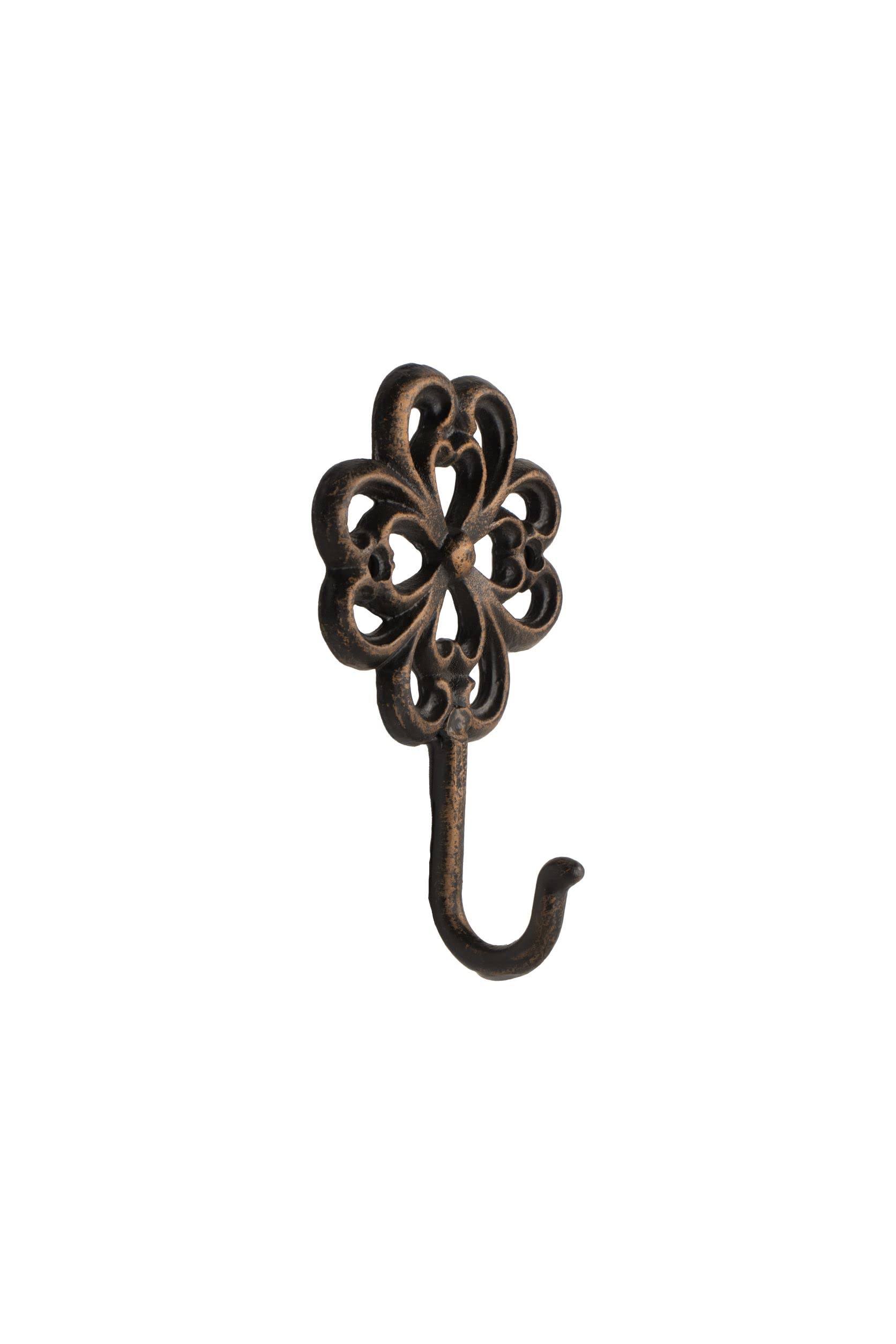 FantasHome Wall Mounted Cast Iron Home Décor Single Hook (Stylized Flower)