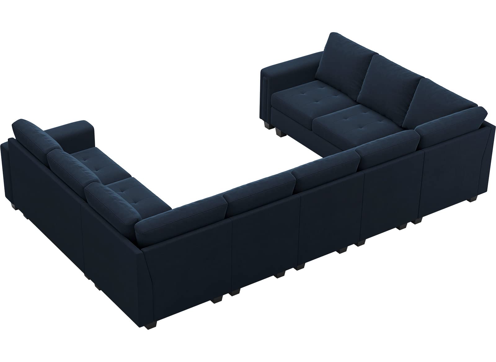 Belffin Oversized Velvet Modular 9 Seater U-Shape Sectional Sofa Set with Chaise Convertible sectional Sofa Couch Set Modular Couch Corner U Shaped Sectoional Sofa Blue