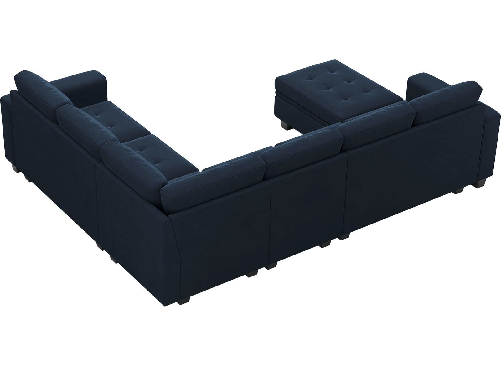 Belffin Velvet Modular Sectional Sofa with Storage Ottoman 6 Seater L Shaped Sectional Modular Sofa Couch with Reversible Chaise Convertible Corner Sectional Couch Blue