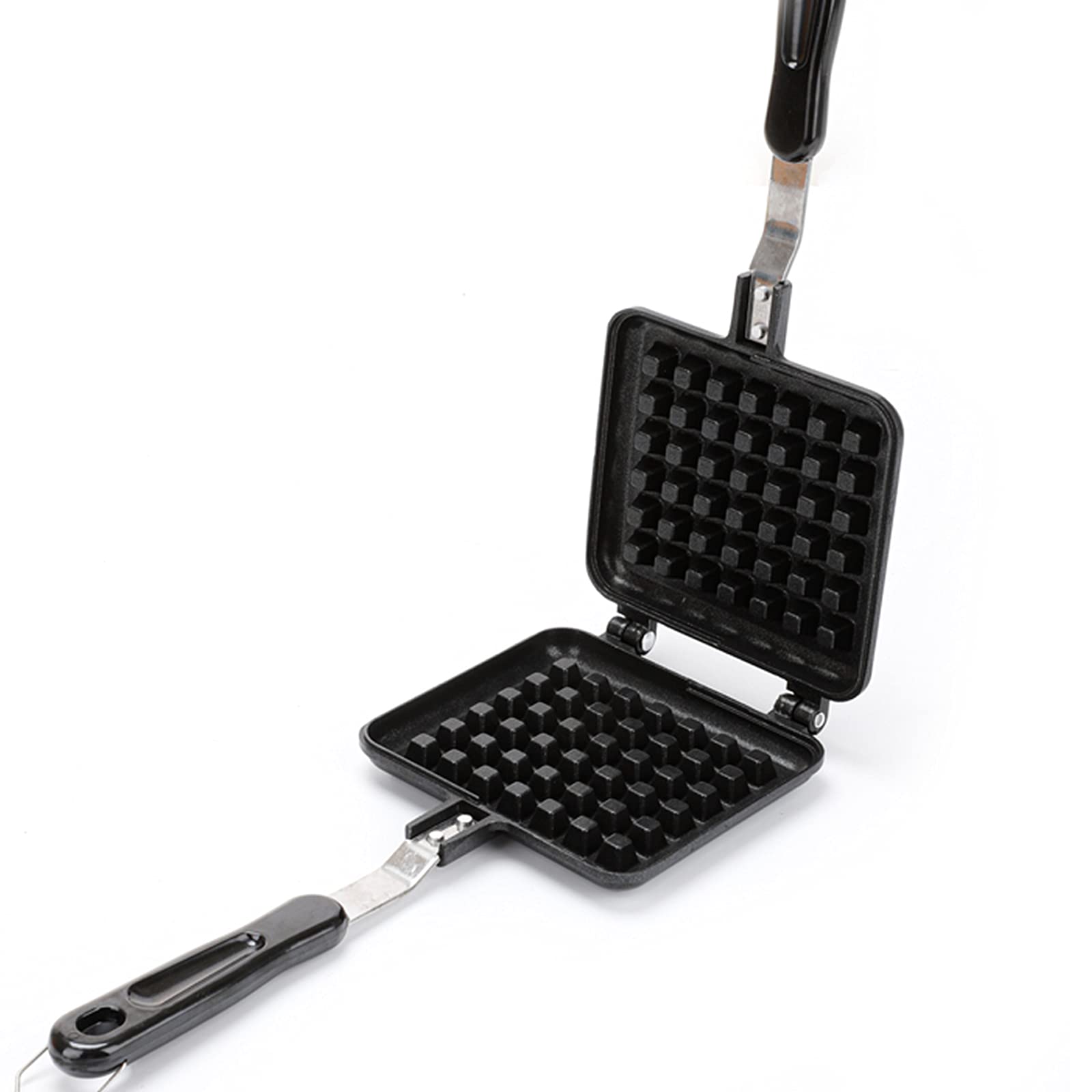 LEYSRIS Non-stick Double side Waffle Baking Mold, Portable Camping Waffle Pan Cookware Waffle Press Plate Cooking Baking Tool for Stovetop Campfire (11.8 x 5.7 x 1.2in)