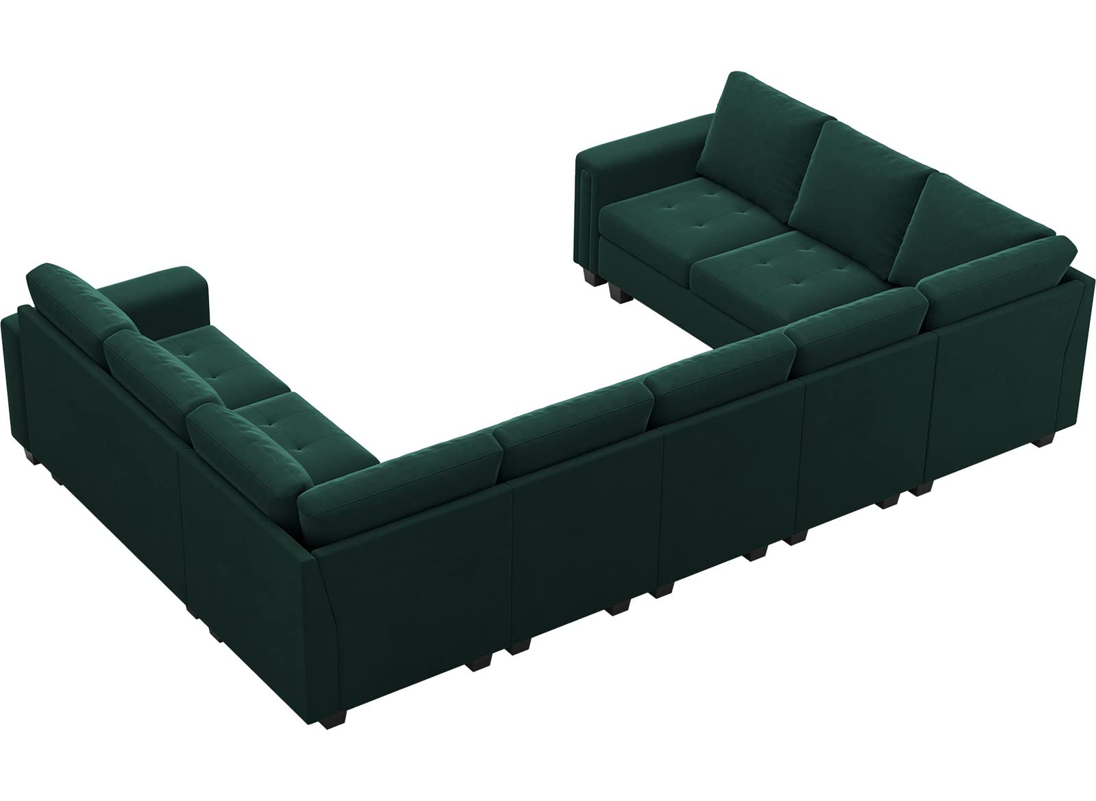 Belffin Oversized Velvet Modular 9 Seater U-Shape Sectional Sofa Set with Chaise Convertible sectional Sofa Couch Set Modular Couch Corner U Shaped Sectoional Sofa Green