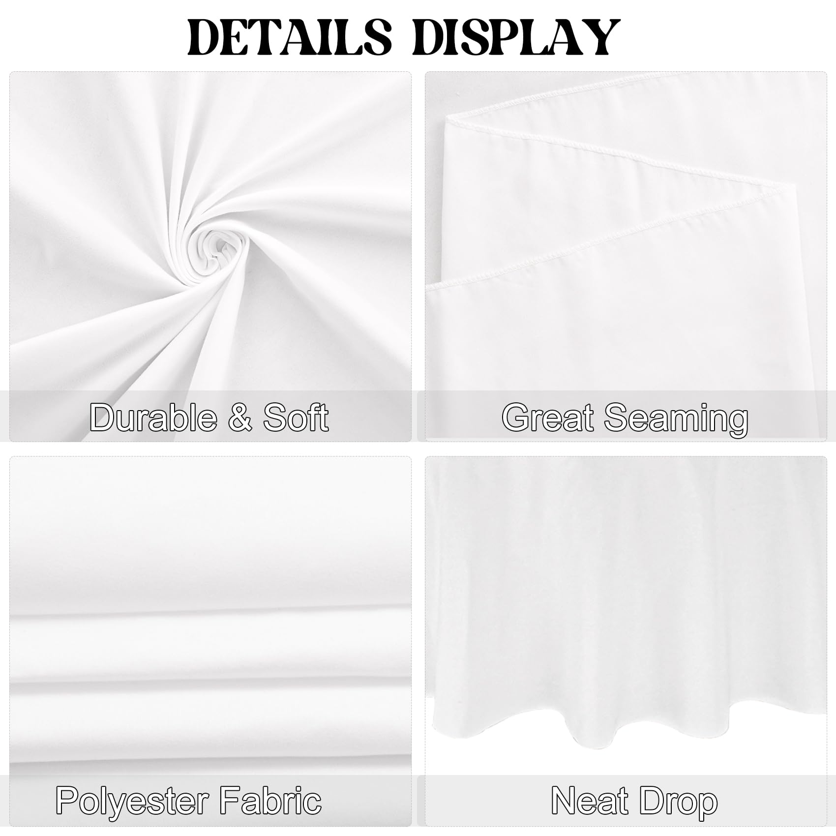 JALANCY 4 Pack Round Tablecloth 90 Inch White Polyester Round Table Cover for Round Tables Washable Decorative Fabric Table Covers for Wedding Dining Table Buffet Parties Banquet Decor