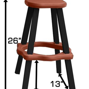 Leisure Accents Patio Table Set with Four Barstools - Black Base with Redwood Accents - Perfect for Patio and Outdoor Spaces. Hardware Free Easy Assembly. Proudly Made in USA