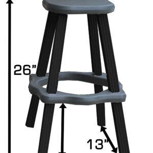 Leisure Accents Single Bar Set Includes 2 Barstools Deep Grey Top & Black Base Ideal for Patio Hot Tub Area Backyard Durable WeatherResistant Design Easy Nohardware Assembly Proudly Made in USA