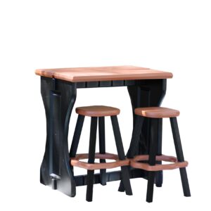 Leisure Accents Double Bar Set Includes 2 Barstools Redwood Top & Black Base Ideal for Patio Hot Tub Area Backyard Durable WeatherResistant Design Easy Nohardware Assembly Proudly Made in USA